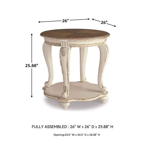 Realyn 26 in. 2-Toned Round Wood End Table (NO TEST)