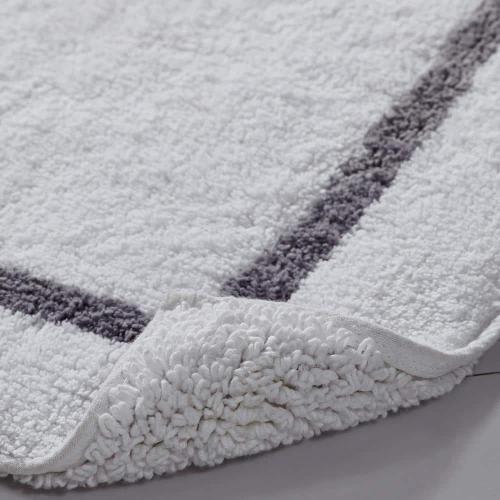 2-Pack Reversible Cotton Contrast Stripe 21x34 inch Bath Mat Set Black