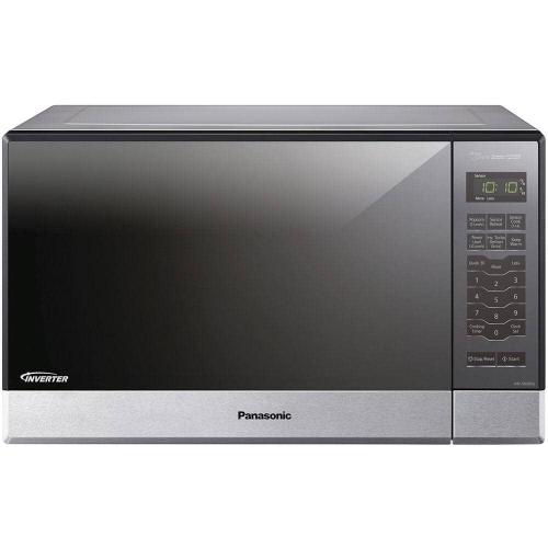 Black and Silver Panasonic 1.2 cu. ft. Countertop Microwave in Stainless Steel Built-In Capable with Sensor Cooking and Inverter Technology