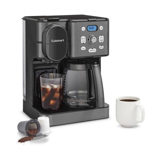 12-Cup, Black Stainless Coffee Center 2 in. 1-Coffee Maker