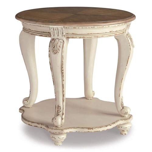 Realyn 26 in. 2-Toned Round Wood End Table (NO TEST)