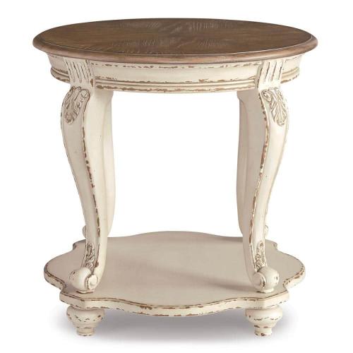 Realyn 26 in. 2-Toned Round Wood End Table (NO TEST)