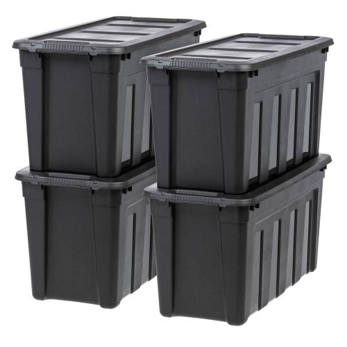 Pack of 4 31 Gal. Utility Storage Bin in Black (4-Pack)