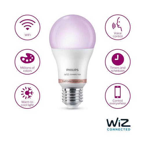 Color and Tunable White A19 LED 60-Watt Equivalent Dimmable Smart Wi-Fi Wiz Connected Wireless Light Bulb (2-Pack)