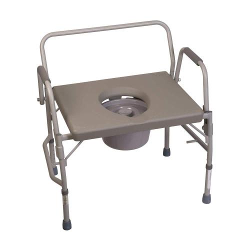 Extra-Wide Heavy-Duty Drop-Arm Commode in Steel