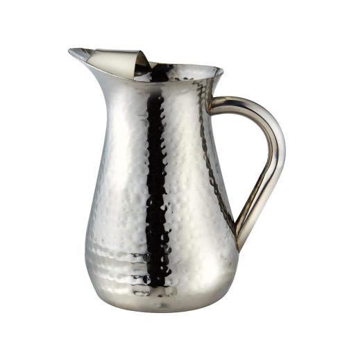 Size 48 oz. Hammered Stainless Steel Water Pitcher with Ice Guard