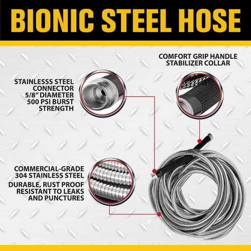 5/8 in. Dia. x 100 ft. Heavy-Duty Stainless Steel Garden Hose