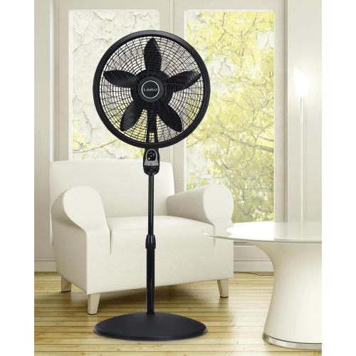 Cyclone Adjustable-Height 18 in. 3 Speed Black Oscillating Pedestal Fan with Programmable Timer and Remote Control