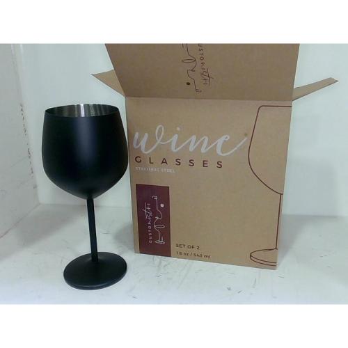 Gusto Nostro Stainless Steel Wine Glass - 18 oz - Unbreakable Black Wine Glasses for Travel, Camping and Pool - Fancy, Unique and Cool Portable Metal Wine Glass for Outdoor Events, Picnics (Set of 2)