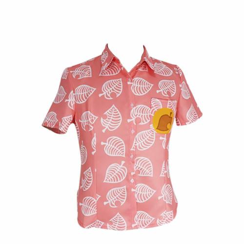 Animal Isabelle Short Sleeve T-Shirt Summer Casual Lapel Tee Shirt Leaf Print Tops for Women(Pink S)
