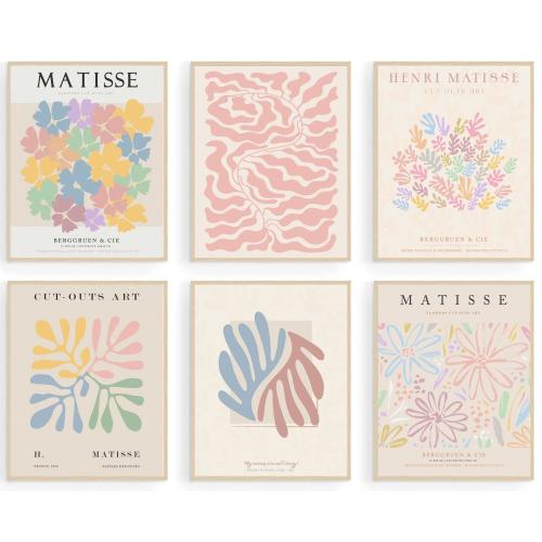 KBKBART Henri Matisse Posters Danish Pastel Room Decor Aesthetic Abstract Matisse Wall Art Minimalist Flower Boho Art Prints Gallery Wall Decor (8x10inch Unframed)