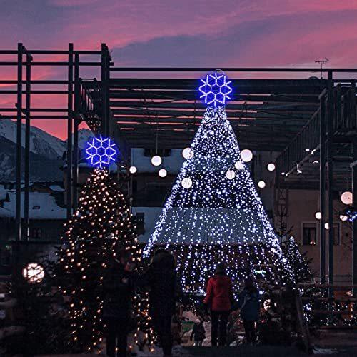 24 Christmas LED Snowflake Lights Snowflake Lights Window Sculpture Mains Operated Christmas Hanging LightChristmas Snowflake 16.8Ft Cable for Indoor Outdoor Wall DoorWindow Holiday Decor…
