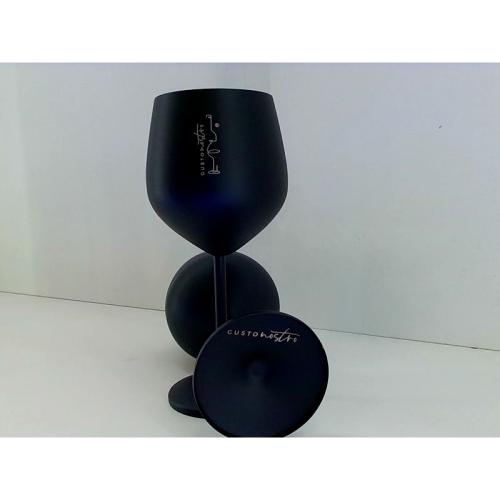 Gusto Nostro Stainless Steel Wine Glass - 18 oz - Unbreakable Black Wine Glasses for Travel, Camping and Pool - Fancy, Unique and Cool Portable Metal Wine Glass for Outdoor Events, Picnics (Set of 2)