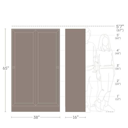 Elite Plus White 65 in. Accent Cabinet Office Storage Cabinet with 4 Adjustable Shelves and Sliding Doors