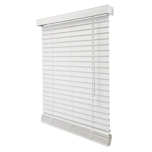 Basic Collection Pre-Cut White Cordless Room Darkening Fauxwood Blind with 2 in. Slats 31 in. W x 60 in. L