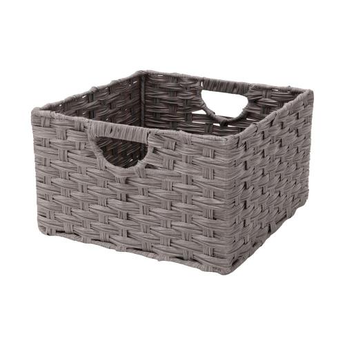 Gray 13.25 in. x 8 in. Plastic Decorative Basket Cube Storage Set of 2