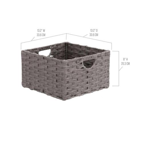 Gray 13.25 in. x 8 in. Plastic Decorative Basket Cube Storage Set of 2