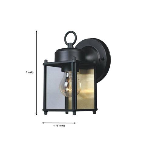 Preston 8 in. Black 1-Light Outdoor Line Voltage Porch Lamp with No Bulb Included