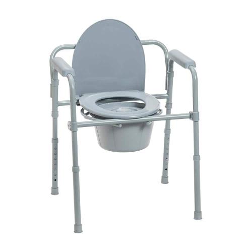 Color grey Drive Medical Folding Steel Bedside Commode