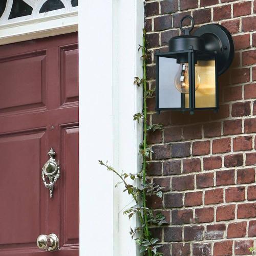 Preston 8 in. Black 1-Light Outdoor Line Voltage Porch Lamp with No Bulb Included