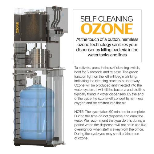 Essential Tri-Temp Bottom-Load Water Cooler in Black and Brush Stainless-Steel