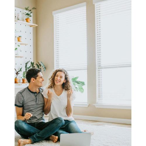 Basic Collection Pre-Cut White Cordless Room Darkening Fauxwood Blind with 2 in. Slats 31 in. W x 60 in. L