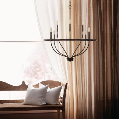 Greyson 8-Light 34 in. W x 36.5 in. H Bronze Chandelier