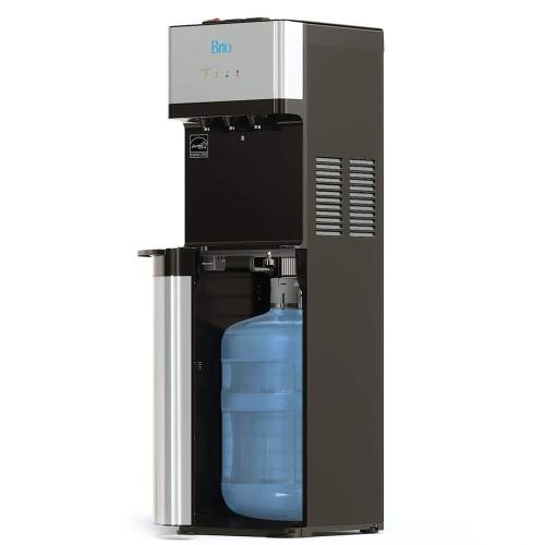Essential Tri-Temp Bottom-Load Water Cooler in Black and Brush Stainless-Steel