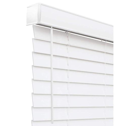 Basic Collection Pre-Cut White Cordless Room Darkening Fauxwood Blind with 2 in. Slats 31 in. W x 60 in. L