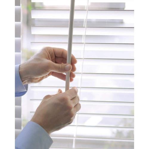 Basic Collection Pre-Cut White Cordless Room Darkening Fauxwood Blind with 2 in. Slats 31 in. W x 60 in. L