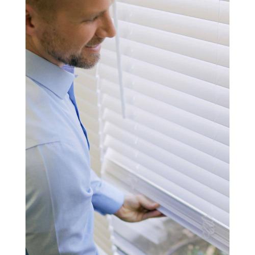 Basic Collection Pre-Cut White Cordless Room Darkening Fauxwood Blind with 2 in. Slats 31 in. W x 60 in. L