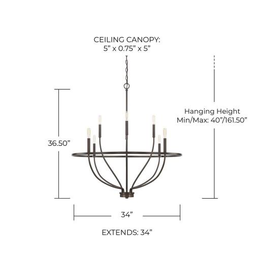 Greyson 8-Light 34 in. W x 36.5 in. H Bronze Chandelier