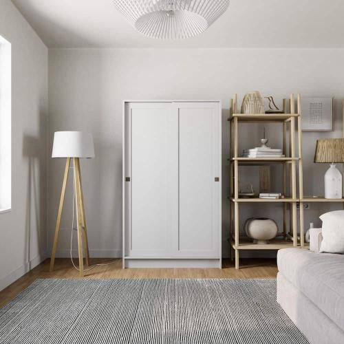Elite Plus White 65 in. Accent Cabinet Office Storage Cabinet with 4 Adjustable Shelves and Sliding Doors