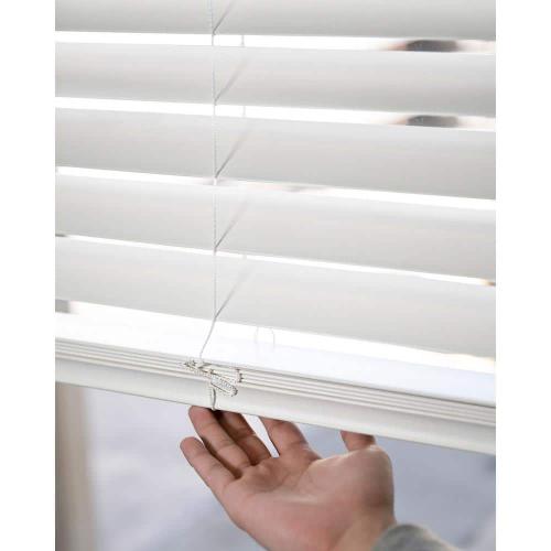 Basic Collection Pre-Cut White Cordless Room Darkening Fauxwood Blind with 2 in. Slats 31 in. W x 60 in. L