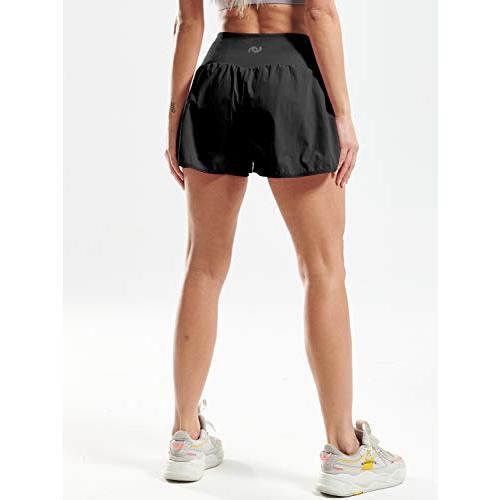 CADMUS 2 in 1 Women's Workout Shorts Athletic Gym Running Shorts for Women Sport Pro Shorts with Phone Pockets3 Pack Black & Gray & Navy Blue X-Large