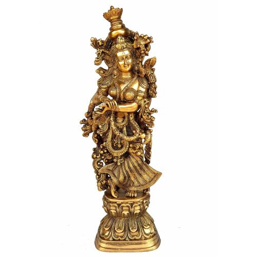 eSplanade - Brass Radha Murti Idol Statue Sculpture for Pooja and Home Decor - 29 Inches - Very Big Size