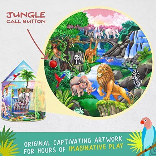 W&O Jungle Adventure Play Tent with Lifelike Animal Sounds - Captivating Pop Up Tent for Boys & Girls - Perfect for Indoor & Outdoor Adventures