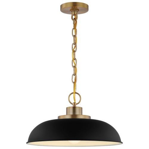 Nuvo Lighting Colony 1 Light Small Pendant Matte Black with Burnished Brass