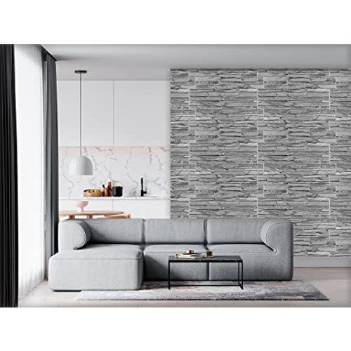 Smart Profile 3D Wall Panels - 38.6 x 19.6 Wall Panels for Room Decor - Easy DIY Installation Decor Aesthetic Design Accent - Silver Slate