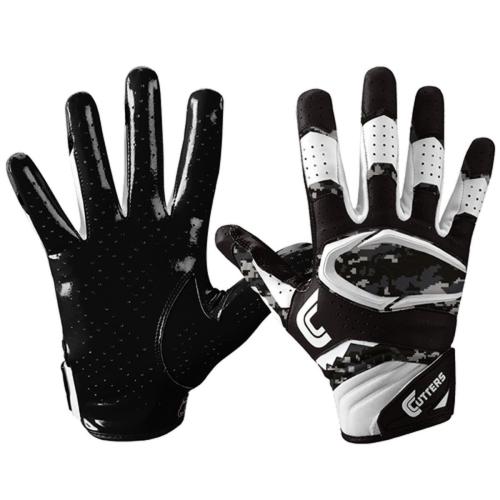 Cutters S451 Rev Pro 2.0 Receiver Safety Cornerback Football Gloves with Ultra Sticky C-Tack Grip Adult and Youth Adult XL Black/CAMO