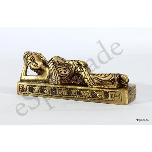 eSplanade Reclining Buddha Statue for Home Decor | Brass Sleeping Buddha Showpiece for Living Room, Meditation, Office Table Desk, Car, Shelf | Tibetan Buddhist Gift | Zen Idol & Figurine | Golden