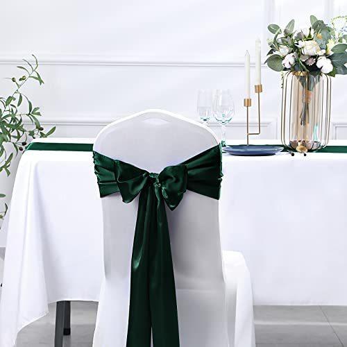 SiinvdaBZX 4 Pcs Green Satin Table Runner 12 x 108 inches Long Bright Smooth Satin Wedding Table Runner Decorations for Birthday Parties Buffet Banquets Graduations Engagements