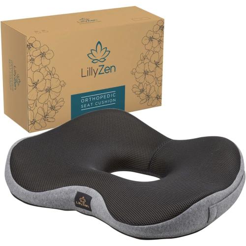 Donut Pillow for Tailbone Pain Relief Memory Foam Seat Cushion Orthopedic Pressure Relief Sitting Coccyx Sciatica Hemorrhoids Pregnancy Postpartum Office Chair Butt Pillows (Black Grey)