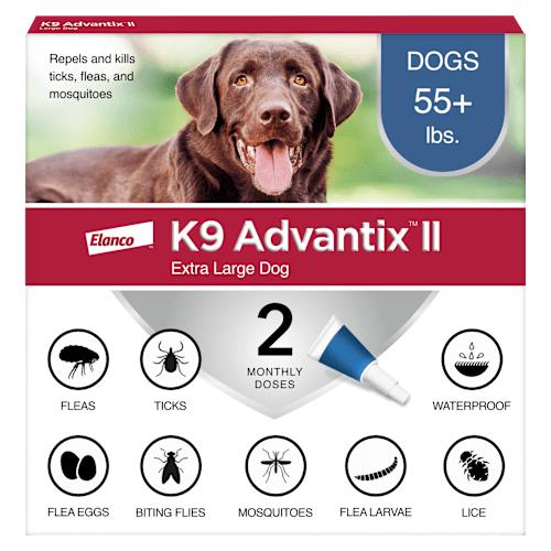 2 Pack Elanco K9 Advantix II Flea and Tick Prevention - > 55 lbs. - K9 Advantix II Extra Large Dog 2-Pack