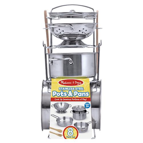 Melissa & Doug Let's Play House! Stainless Steel Pots & Pans Play Set for Kids