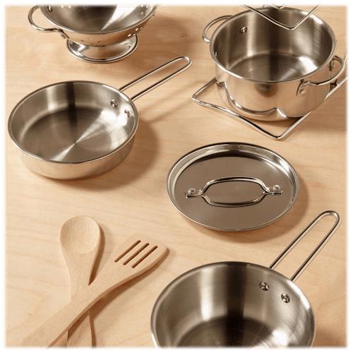 Melissa & Doug Let's Play House! Stainless Steel Pots & Pans Play Set for Kids