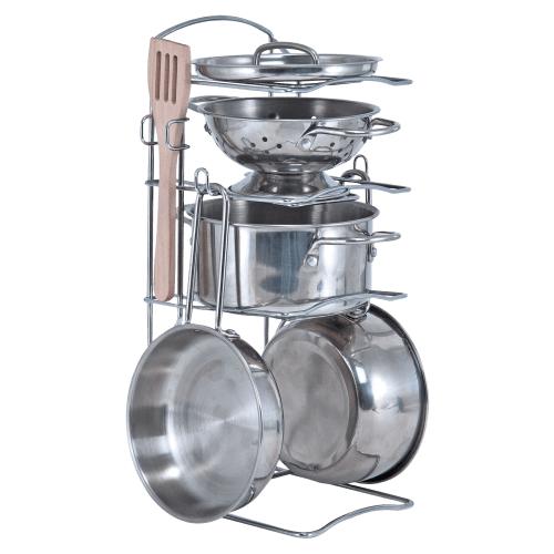 Melissa & Doug Let's Play House! Stainless Steel Pots & Pans Play Set for Kids