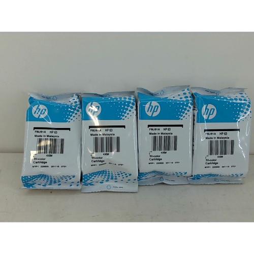 HP 63 Tri-color Ink Cartridge | Works with HP DeskJet 1112, 2130, 3630 Series; HP ENVY 4510, 4520 Series; HP OfficeJet 3830, 4650, 5200 Series | Eligible for Instant Ink | F6U61AN (4 pack)