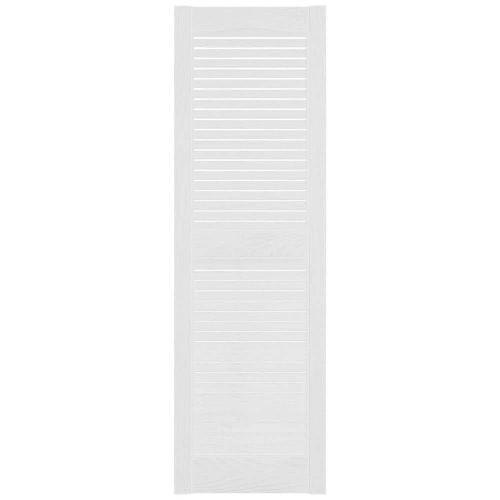 Builders Edge Size 14.5 in. x 39 in. Louvered Vinyl Exterior Shutters Pair in White