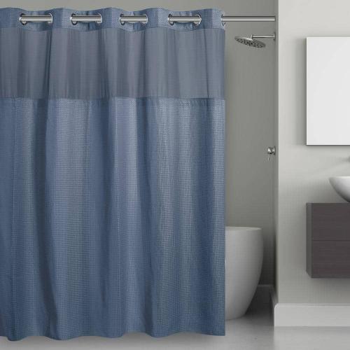 Waffle 71 in. W x 74 in. L Polyester Shower Curtain in Moonlight Blue